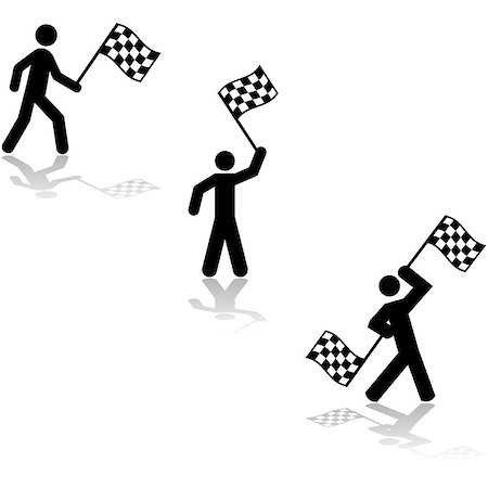 stick figures on signs - Icon set showing a person waving race flags at the conclusion of a competition Stock Photo - Budget Royalty-Free & Subscription, Code: 400-08096979