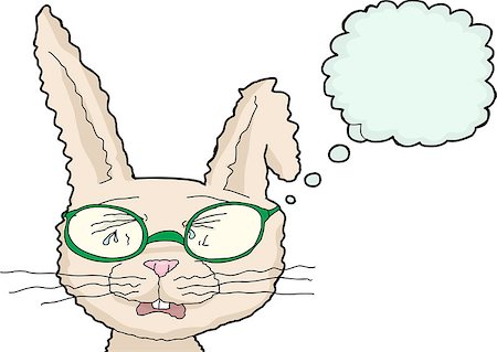 rabbit ears clipart - Isolated bunny with tears and glasses over white background Stock Photo - Budget Royalty-Free & Subscription, Code: 400-08096997