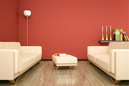 simsearch:400-07981410,k - 3D rendering of a red room with sofa and space fror your content Stock Photo - Budget Royalty-Free & Subscription, Code: 400-08097033