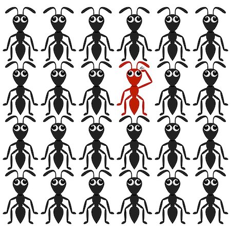 feeler - Black vector ant cartoon characters with red one Photographie de stock - Aubaine LD & Abonnement, Code: 400-08097137