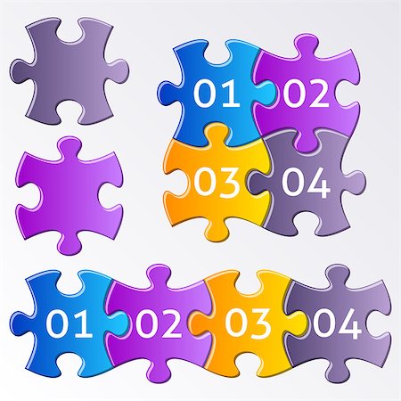 simsearch:400-08096963,k - Vector colorful gradient jigsaw puzzle pieces with numbers Fotografie stock - Microstock e Abbonamento, Codice: 400-08097144