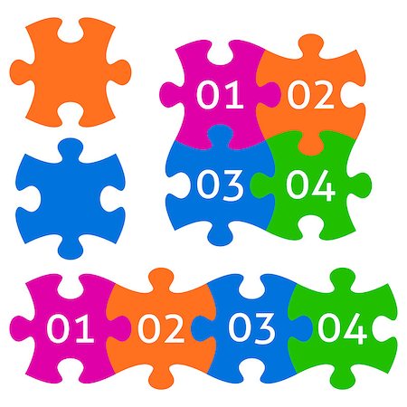 simsearch:400-08096963,k - Vector colorful jigsaw puzzle pieces with numbers Fotografie stock - Microstock e Abbonamento, Codice: 400-08097145