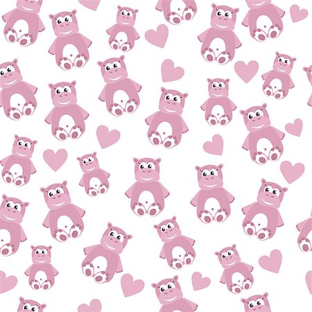 simsearch:400-08935822,k - Cute pink hippo seamless pattern with hearts Stock Photo - Budget Royalty-Free & Subscription, Code: 400-08097178