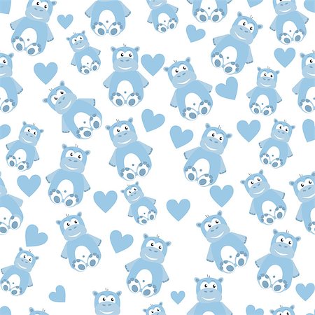 simsearch:400-08935822,k - Cute blue hippo seamless pattern with hearts Stock Photo - Budget Royalty-Free & Subscription, Code: 400-08097179