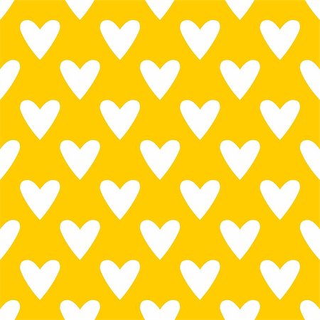 simsearch:400-08097094,k - Tile cute vector pattern with white hearts on yellow background for seamless decoration wallpaper Stock Photo - Budget Royalty-Free & Subscription, Code: 400-08097299