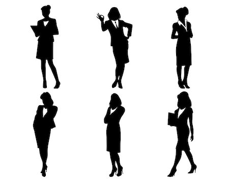 Vector illustration of a businesswomen silhouettes on white Stock Photo - Budget Royalty-Free & Subscription, Code: 400-08097362
