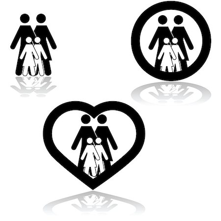 family stick figures - Icon set showing a family together combined with different elements like a circle or a heart Stock Photo - Budget Royalty-Free & Subscription, Code: 400-08097370