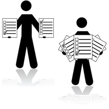 stick figure with a question mark - Icon showing a man holding survey cards with different options checked in Stock Photo - Budget Royalty-Free & Subscription, Code: 400-08097380