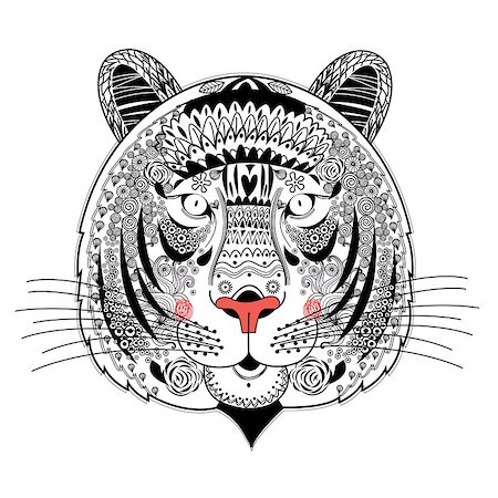 simsearch:400-07933418,k - graphic portrait ornamental tiger on a white background Photographie de stock - Aubaine LD & Abonnement, Code: 400-08097426