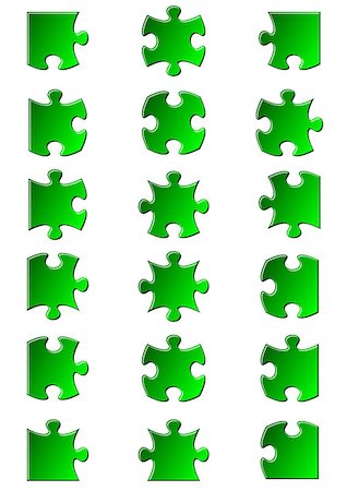 simsearch:400-05878008,k - All possible shapes of jigsaw puzzle pieces green Photographie de stock - Aubaine LD & Abonnement, Code: 400-08097454