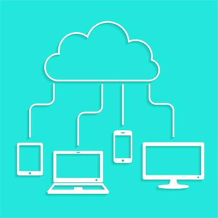 simsearch:400-08096956,k - Cloud computing concept with connected devices with shadow Stock Photo - Budget Royalty-Free & Subscription, Code: 400-08097457