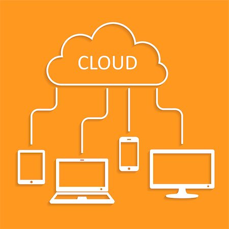simsearch:400-08096956,k - Cloud computing concept with connected devices with shadow Stock Photo - Budget Royalty-Free & Subscription, Code: 400-08097458