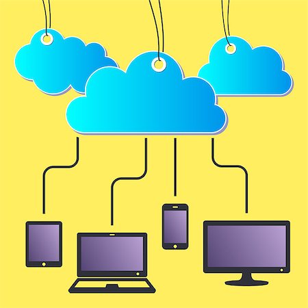 simsearch:400-07035657,k - Modern vector cloud computing concept with connected devices Stock Photo - Budget Royalty-Free & Subscription, Code: 400-08097466