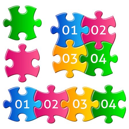 simsearch:400-08096963,k - Vector colorful gradient jigsaw puzzle pieces with numbers Fotografie stock - Microstock e Abbonamento, Codice: 400-08097475