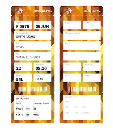 Airline boarding pass ticket for business class. Vector illustration. Foto de stock - Super Valor sin royalties y Suscripción, Código: 400-08097537