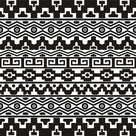 Black vector seamless pattern with aztec ornaments Stock Photo - Budget Royalty-Free & Subscription, Code: 400-08097706