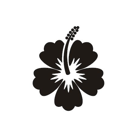 Black vector hibiscus flower icon on white background Stock Photo - Budget Royalty-Free & Subscription, Code: 400-08097703