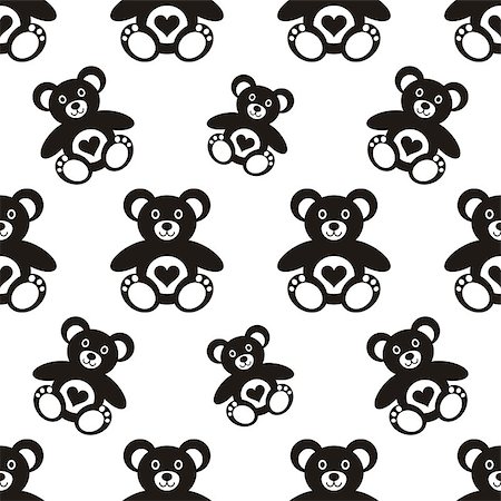 simsearch:400-08403591,k - Seamless pattern with little black teddy bears Stock Photo - Budget Royalty-Free & Subscription, Code: 400-08097715