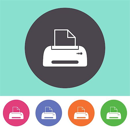 simsearch:400-05904692,k - Single vector printer icon on round colorful buttons Stock Photo - Budget Royalty-Free & Subscription, Code: 400-08097718