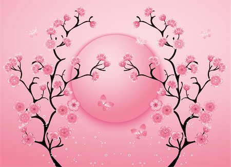 shmel (artist) - Cherry blossom motif template vector. Illustration. Sunset Stock Photo - Budget Royalty-Free & Subscription, Code: 400-08097734