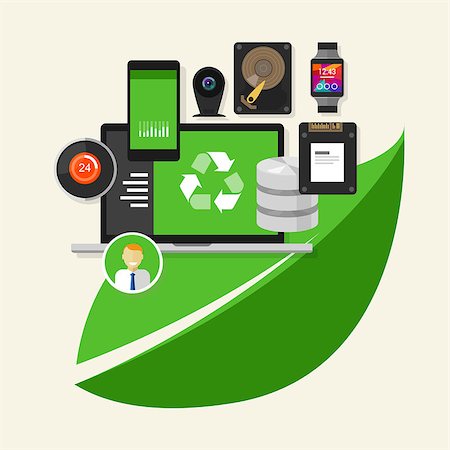 green recycle computer IT information technology computing environment friendly Stock Photo - Budget Royalty-Free & Subscription, Code: 400-08097831