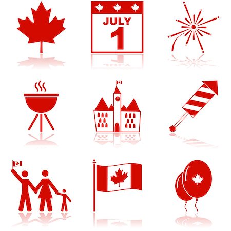 patriotic canada - Icon set showing elements related to Canada and the Canada Day celebrations Stock Photo - Budget Royalty-Free & Subscription, Code: 400-08097845