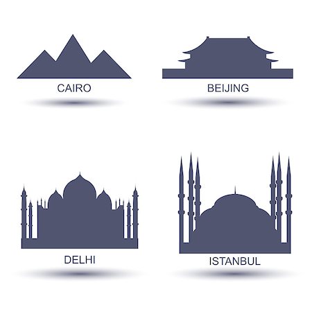 simsearch:400-08976980,k - City Icons set, Cairo Beijing Delhi Istanbul Stock Photo - Budget Royalty-Free & Subscription, Code: 400-08097860