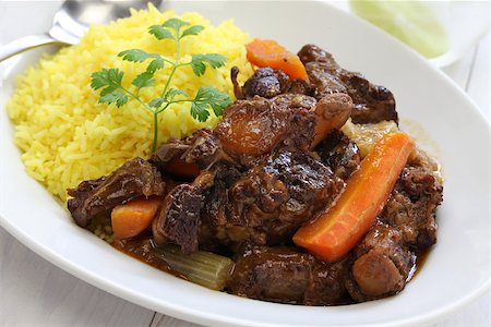 simsearch:400-08052283,k - cuban oxtail stew with yellow rice, rabo encendido isolated on white background Stock Photo - Budget Royalty-Free & Subscription, Code: 400-08097891