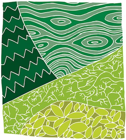 Hand drawn zentangle design in green tree and leaves Stock Photo - Budget Royalty-Free & Subscription, Code: 400-08097929
