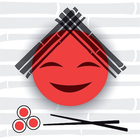 sushi dessert - Smiling red sun with bamboo branches and rolls on the main page of restaurant menu. Vector illustration. Stock Photo - Budget Royalty-Free & Subscription, Code: 400-08098046