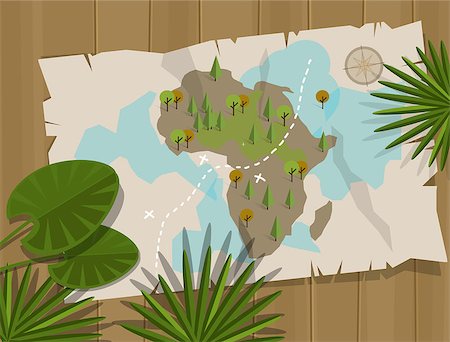 rainforest animal icons - map jungle africa cartoon treasure hunter cartoon style vector Stock Photo - Budget Royalty-Free & Subscription, Code: 400-08098080