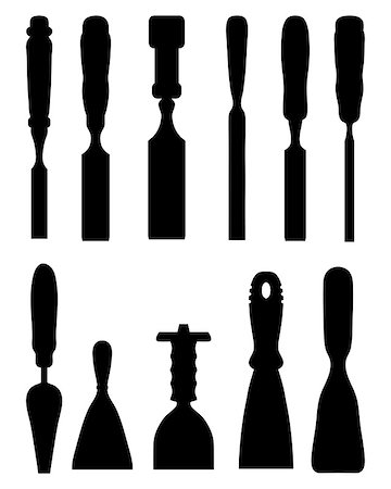 silhouette as carpenter - Silhouettes of chisels, vector Stock Photo - Budget Royalty-Free & Subscription, Code: 400-08098101