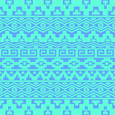 simsearch:400-08626521,k - Turquoise vector seamless pattern with aztec ornaments Stock Photo - Budget Royalty-Free & Subscription, Code: 400-08098218