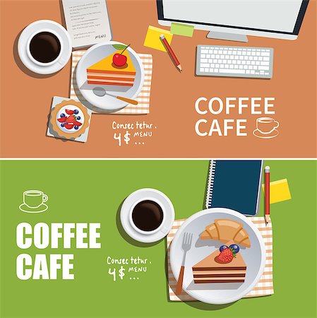 simsearch:400-07425012,k - coffee cafe banner flat design element Foto de stock - Super Valor sin royalties y Suscripción, Código: 400-08098307