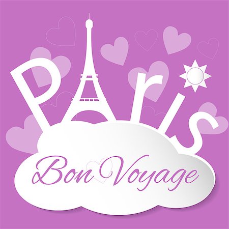 sasha2538 (artist) - Tower Eiffel with Paris lettering. Vector illustration. Bon voyage Stockbilder - Microstock & Abonnement, Bildnummer: 400-08098470