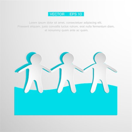 paper cutout chain - Paper People Holding Hands on white Background. Vector symbol business team Stock Photo - Budget Royalty-Free & Subscription, Code: 400-08098634