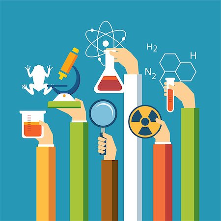 science concept ,physics ,chemistry,biology flat design Stock Photo - Budget Royalty-Free & Subscription, Code: 400-08098679