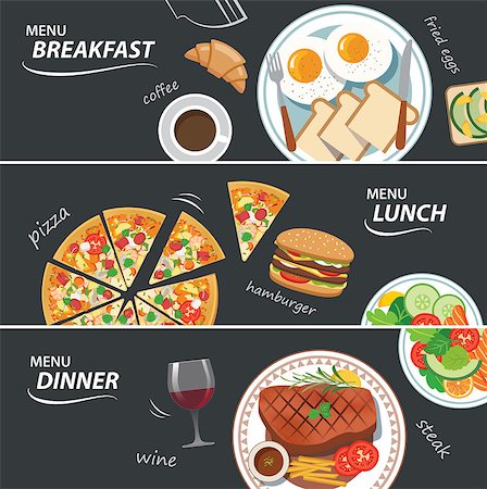 plate icon - set of breakfast lunch and dinner web banner Stock Photo - Budget Royalty-Free & Subscription, Code: 400-08098685