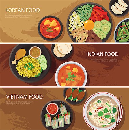simsearch:400-08075728,k - asia street food web banner , korean food , indian food , vietnam food flat design Photographie de stock - Aubaine LD & Abonnement, Code: 400-08098687
