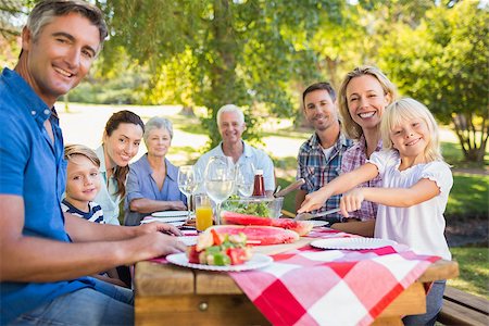 rural american and family - Happy family having picnic and holding american flag on a sunny day Stock Photo - Budget Royalty-Free & Subscription, Code: 400-08099652