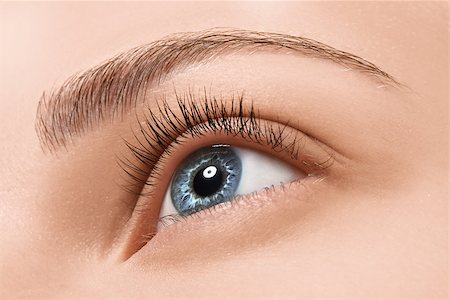 simsearch:400-08096297,k - Close up blue eye with makeup looking at the side, macro shot with perfect skin Stock Photo - Budget Royalty-Free & Subscription, Code: 400-08093451
