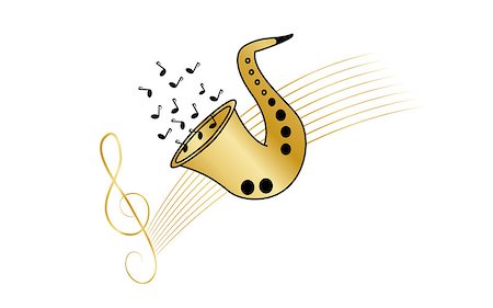 simsearch:400-07486457,k - White background with saxophone and treble clef Stock Photo - Budget Royalty-Free & Subscription, Code: 400-08093512