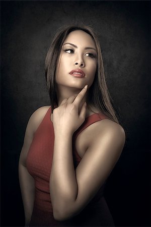 pretty girls with long dark hair - A portrait of a beautiful young asian woman Stock Photo - Budget Royalty-Free & Subscription, Code: 400-08093663