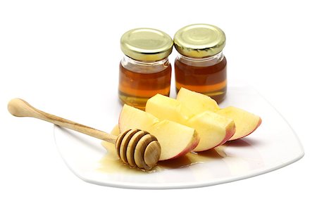 simsearch:400-09080023,k - Honey and apple on white background Foto de stock - Royalty-Free Super Valor e Assinatura, Número: 400-08093855