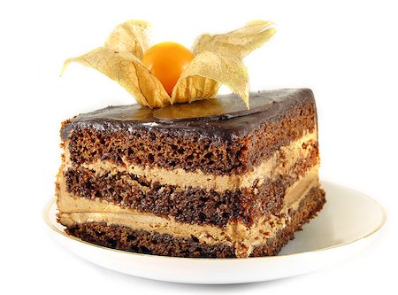 simsearch:400-05056152,k - delicious piece of chocolate cake on a white background Foto de stock - Super Valor sin royalties y Suscripción, Código: 400-08093909