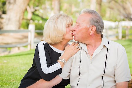 simsearch:400-06139916,k - Affectionate Senior Couple Portrait Outside At The Park. Stock Photo - Budget Royalty-Free & Subscription, Code: 400-08093928