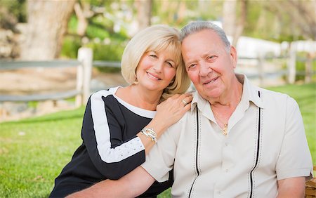 simsearch:400-06139916,k - Affectionate Senior Couple Portrait Outside At The Park. Stock Photo - Budget Royalty-Free & Subscription, Code: 400-08093929