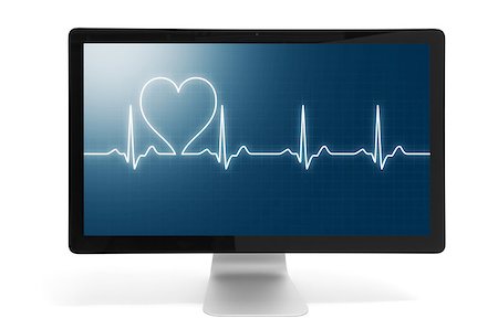 simsearch:400-04855182,k - heart beat on computer monitor. Isolated over white background Foto de stock - Royalty-Free Super Valor e Assinatura, Número: 400-08107112