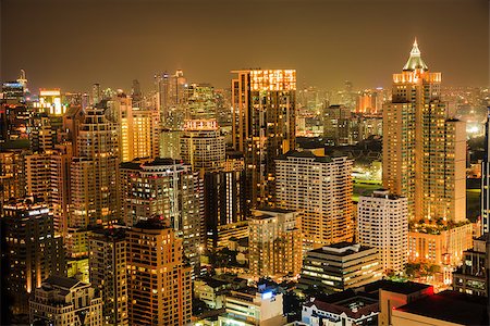 View of Bangkok skyline in the night. This picture was taken at the commercial center of Bangkok, Thailand. Stock Photo - Budget Royalty-Free & Subscription, Code: 400-08107770