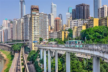 Chongqing, China Financial District cityscape in the day. Fotografie stock - Microstock e Abbonamento, Codice: 400-08108640